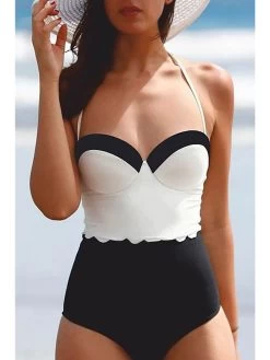 Badeanzug In Schwarz/ Weiß