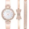 Anne Klein Quarzuhr Geschenksets In Weiß Perlmutt / Rosegold