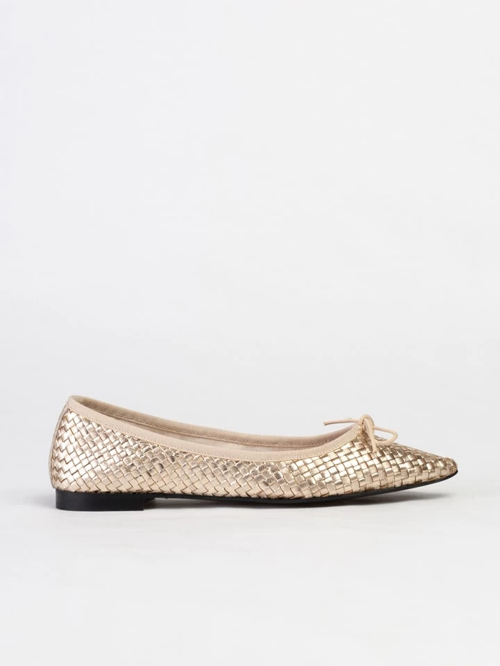 Baldinini Leder-Ballerinas In Gold 1 Baldinini Leder-Ballerinas In Gold