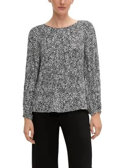 Comma Bluse In Schwarz/ Grau