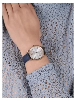 Fossil Quarzuhr "Copeland" In Dunkelblau/ Roségold/ Weiß -Damenmodegeschäft fossil quarzuhr copeland in dunkelblau rosegold weiss 4