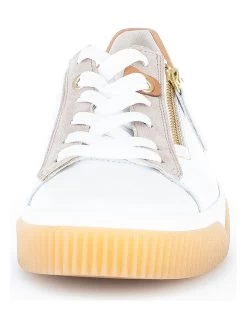 Gabor Leder-Sneakers In Weiß/ Hellbraun -Damenmodegeschäft gabor leder sneakers in weiss hellbraun 3
