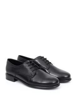 Leder-Schnürschuhe In Schwarz