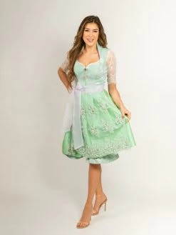 Dirndl "Mara" In Grün/ Weiß