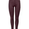 JACQUELINE DE YONG Skinny Jeans Leder Optik High Waist Stretch Coated Denim Pants In Weinrot