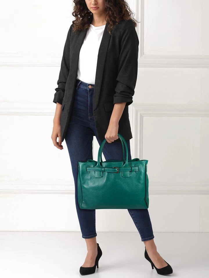 Leder-Henkeltasche "Ampollino" In Petrol - (B)38 X (H)28 X (T)15 Cm 2 Leder-Henkeltasche "Ampollino" In Petrol - (B)38 X (H)28 X (T)15 Cm – Bild 2