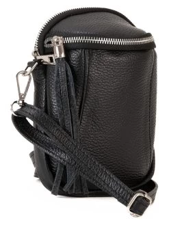 Leder-Umhängetasche In Schwarz - (B)15 X (H)20 X (T)4 Cm -Damenmodegeschäft lia biassoni leder umhangetasche in schwarz b 15 x h 20 x t 4 cm 4