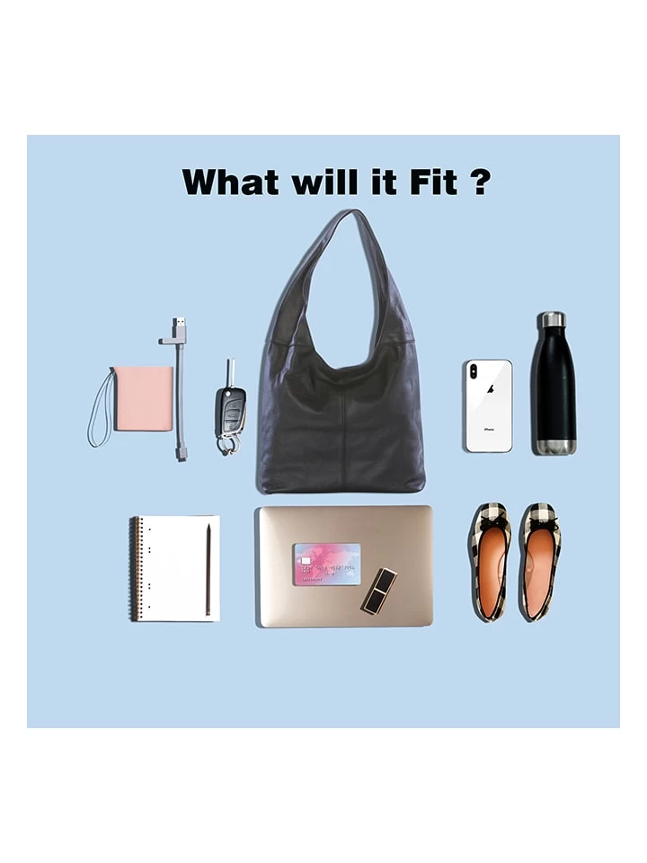 Leder-Schultertasche "Barga" In Schwarz - (B)33 X (H)32 X (T)16 Cm 8 Leder-Schultertasche "Barga" In Schwarz - (B)33 X (H)32 X (T)16 Cm – Bild 8