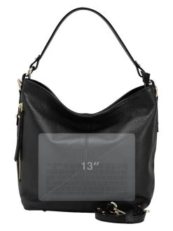 Leder-Schultertasche "Carrara" In Schwarz - (B)36 X (H)28 X (T)12 Cm -Damenmodegeschäft lucca baldi leder schultertasche carrara in schwarz b 36 x h 28 x t 12 cm 5