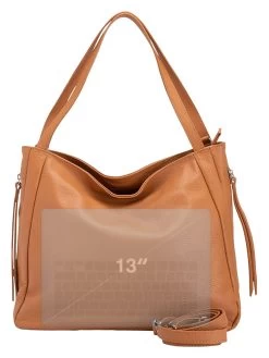 Leder-Schultertasche "Fiesole" In Cognac - (B)34 X (H)29 X (T)15 Cm -Damenmodegeschäft lucca baldi leder schultertasche fiesole in cognac b 34 x h 29 x t 15 cm 5