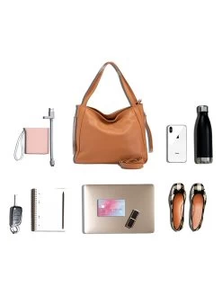 Leder-Schultertasche "Fiesole" In Cognac - (B)34 X (H)29 X (T)15 Cm -Damenmodegeschäft lucca baldi leder schultertasche fiesole in cognac b 34 x h 29 x t 15 cm 7