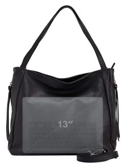 Leder-Schultertasche "Fiesole" In Schwarz - (B)34 X (H)29 X (T)15 Cm -Damenmodegeschäft lucca baldi leder schultertasche fiesole in schwarz b 34 x h 29 x t 15 cm 5
