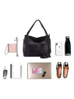 Leder-Schultertasche "Fiesole" In Schwarz - (B)34 X (H)29 X (T)15 Cm -Damenmodegeschäft lucca baldi leder schultertasche fiesole in schwarz b 34 x h 29 x t 15 cm 7