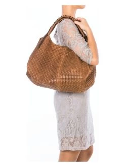 Leder-Shopper In Camel - (B)41 X (H)34 X (T)30 Cm -Damenmodegeschäft lucca baldi leder shopper in camel b 41 x h 34 x t 30 cm 3