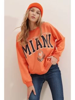 Sweatshirt In Orange -Damenmodegeschäft lycalia sweatshirt in orange 2