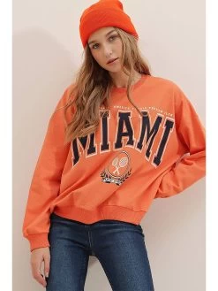 Sweatshirt In Orange -Damenmodegeschäft lycalia sweatshirt in orange 4