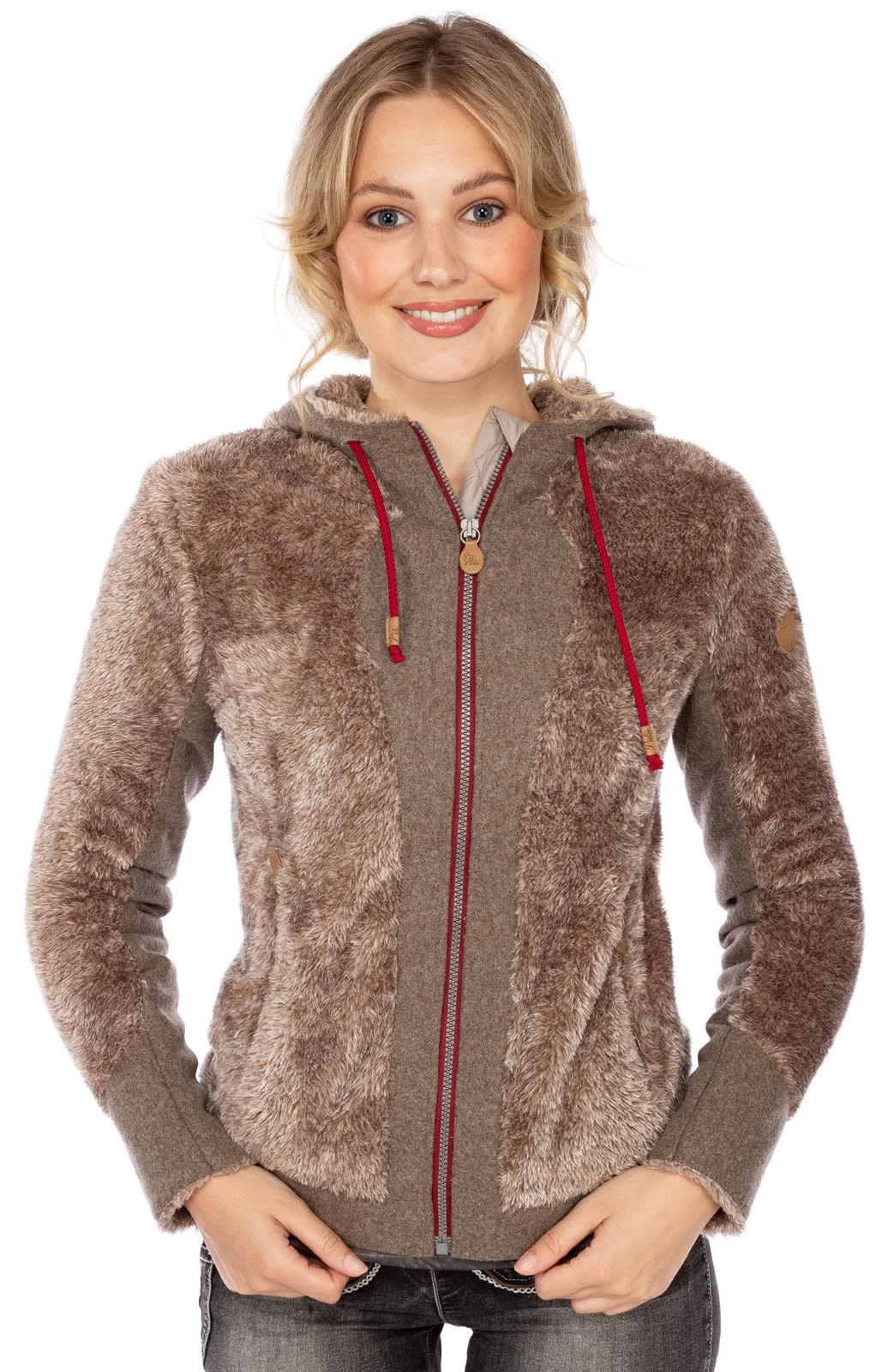 Jacke GAUTING Beige Rot 1 Jacke GAUTING Beige Rot