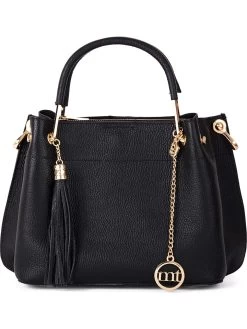 Leder-Henkeltasche "Garda" In Schwarz - (B)26 X (H)21 X (T)13 Cm