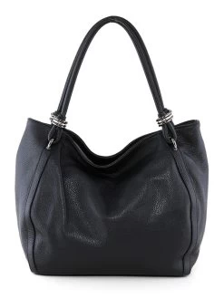 Leder-Schultertasche "Merula" In Schwarz - (B)32 X (H)28 X (T)14 Cm