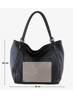 Leder-Schultertasche "Merula" In Schwarz - (B)32 X (H)28 X (T)14 Cm -Damenmodegeschäft mia tomazzi leder schultertasche merula in schwarz b 32 x h 28 x t 14 cm 4
