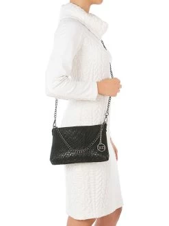 Leder-Umhängetasche "Lunigiana" In Schwarz - (B)26 X (H)16 X (T)4 Cm -Damenmodegeschäft mia tomazzi leder umhangetasche lunigiana in schwarz b 26 x h 16 x t 4 cm 4