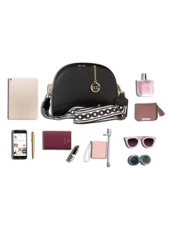 Leder-Umhängetasche "Marghera" In Schwarz - (B)26 X (H)20 X (T)8 Cm -Damenmodegeschäft mia tomazzi leder umhangetasche marghera in schwarz b 26 x h 20 x t 8 cm 2