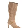 Leder-Stiefel In Beige