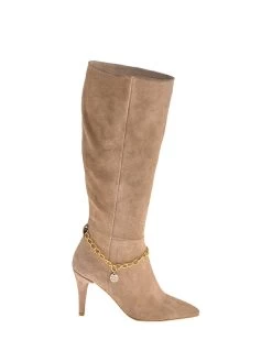 Leder-Stiefel In Beige
