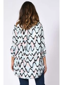 Bluse "Furry" In Hellblau/ Schwarz -Damenmodegeschäft plus size company bluse furry in hellblau schwarz 2