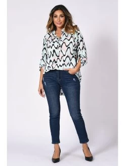 Bluse "Furry" In Hellblau/ Schwarz -Damenmodegeschäft plus size company bluse furry in hellblau schwarz 4