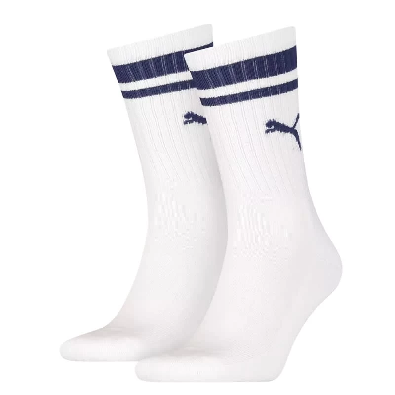Puma Freizeit Socken Crew Heritage Stripe Socks 2-PACK White 1 Puma Freizeit Socken Crew Heritage Stripe Socks 2-PACK White