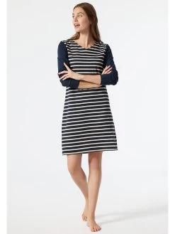 Schiesser Nachthemd In Dunkelblau/ Creme -Damenmodegeschäft schiesser nachthemd in dunkelblau creme 2