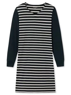 Schiesser Nachthemd In Dunkelblau/ Creme -Damenmodegeschäft schiesser nachthemd in dunkelblau creme 3