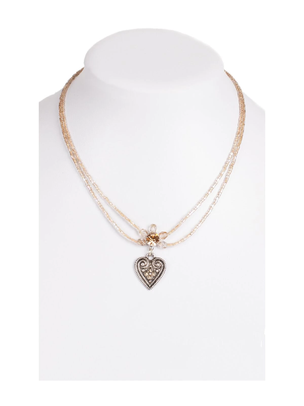 Halskette 2 Reihig Aus Perlen, 13007 Beige 1 Halskette 2 Reihig Aus Perlen, 13007 Beige