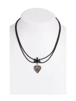 Halskette 2 Reihig Aus Perlen, 13007 Schwarz