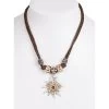 Kette 12702 Mit 2facher Kordel Und Edelweiss, Braun