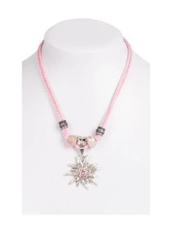 Kette 12702 Mit 2facher Kordel Und Edelweiss, Rosa