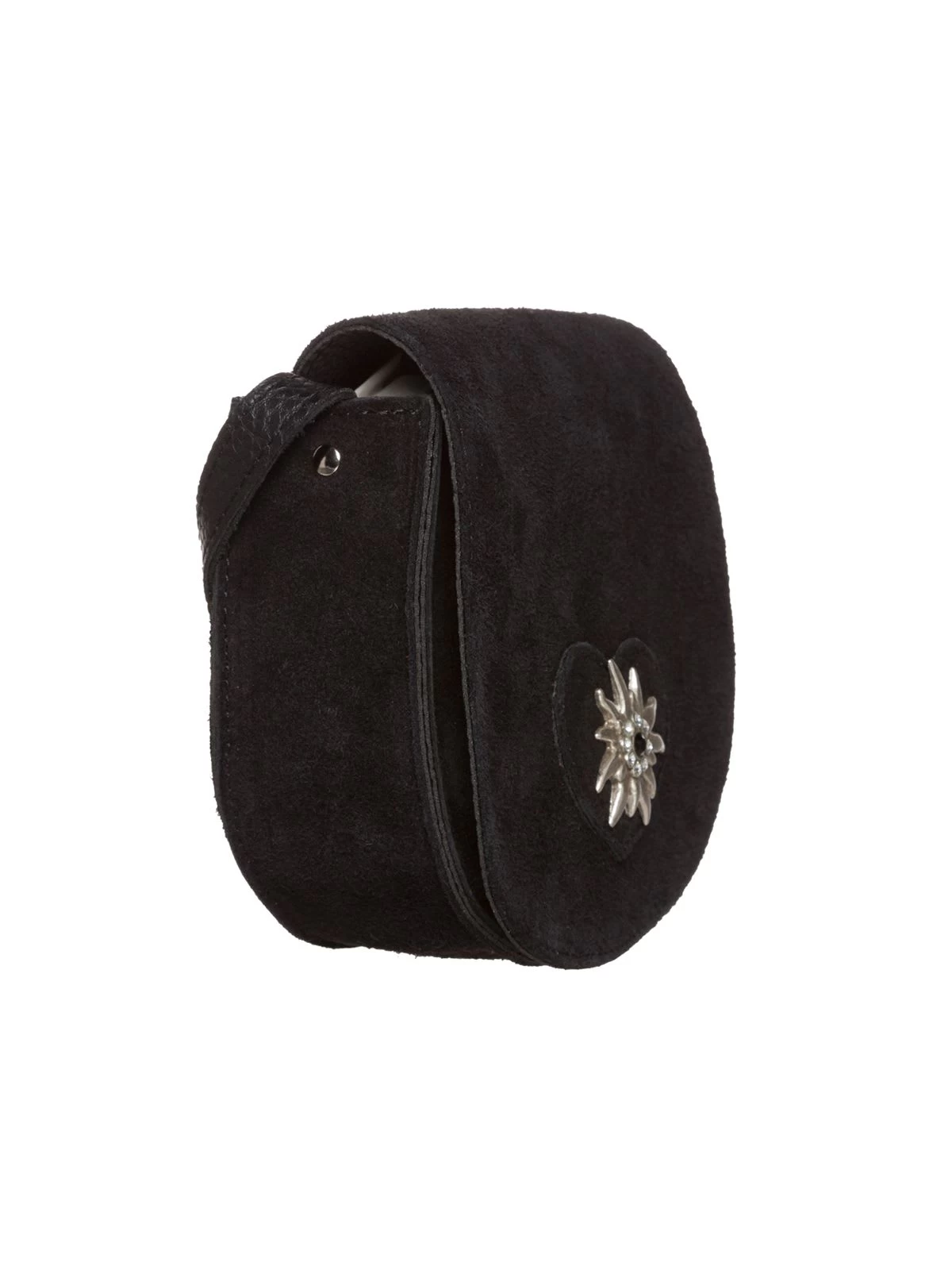Trachten Ledertasche TA30340 Herz Edelweiss, Schwarz 2 Trachten Ledertasche TA30340 Herz Edelweiss, Schwarz – Bild 2
