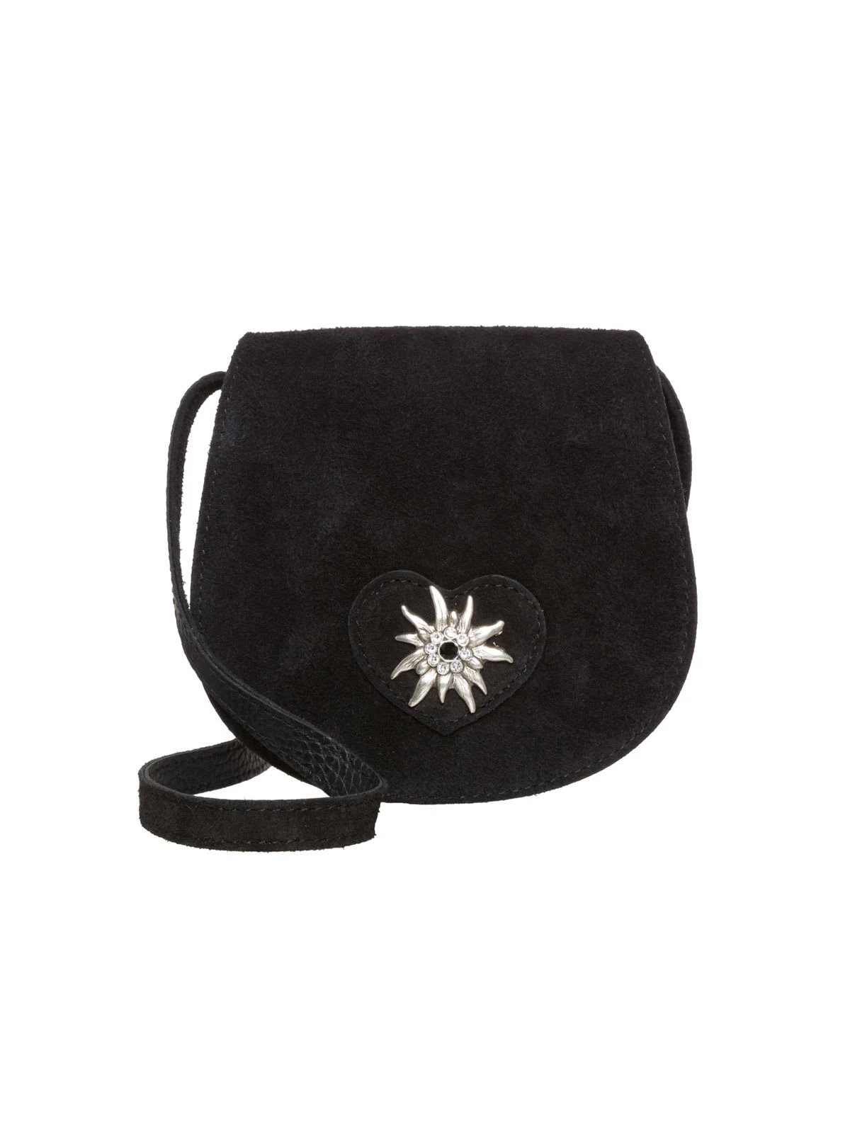 Trachten Ledertasche TA30340 Herz Edelweiss, Schwarz 1 Trachten Ledertasche TA30340 Herz Edelweiss, Schwarz