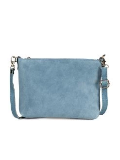 Wildleder Trachtentasche TA30540 Metallherz, Graublau -Damenmodegeschäft schuhmacher wildleder trachtentasche ta30540 metallherz graublau 2