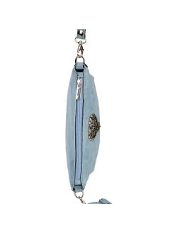 Wildleder Trachtentasche TA30540 Metallherz, Graublau -Damenmodegeschäft schuhmacher wildleder trachtentasche ta30540 metallherz graublau 3