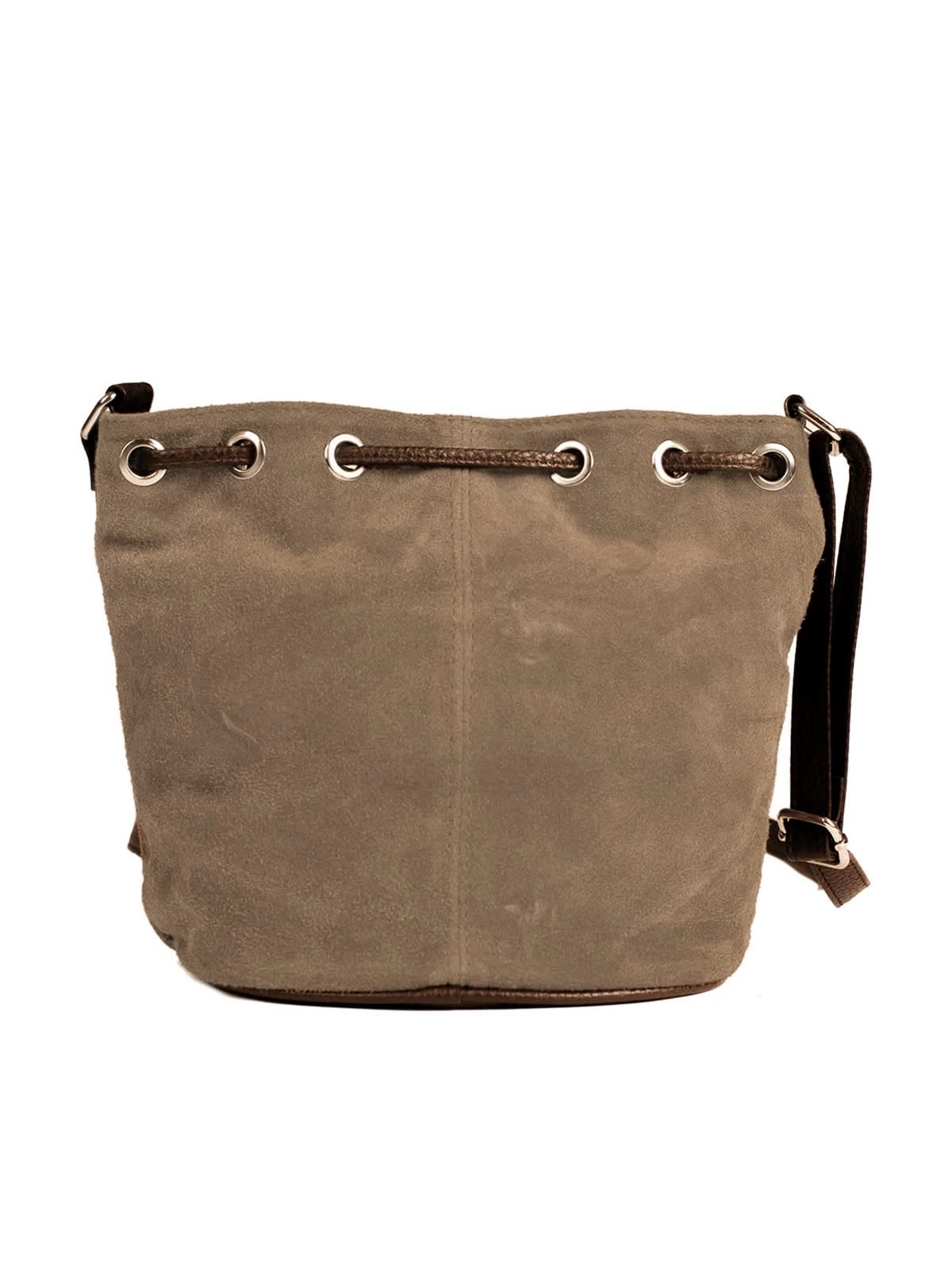 Wildlederbeutel TA30210 Mit Metallherz, Grau Braun 5 Wildlederbeutel TA30210 Mit Metallherz, Grau Braun – Bild 5