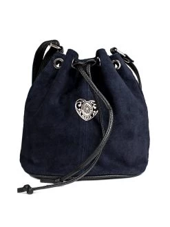 Wildlederbeutel TA30210 Mit Metallherz, Marine