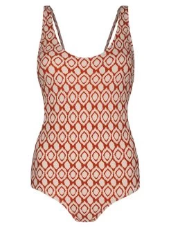 Badeanzug In Beige/ Rot