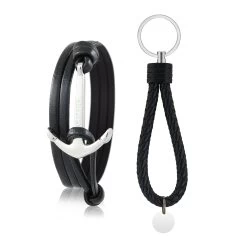 Set Aus Anker-Armband Und Schlüsselanhänger In Schwarz
