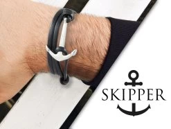 Set Aus Anker-Armband Und Schlüsselanhänger In Schwarz -Damenmodegeschäft skipper set aus anker armband und schlusselanhanger in schwarz 3