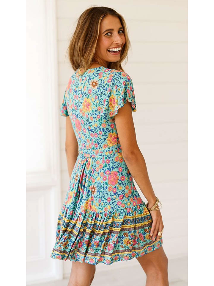 Kleid In Hellblau/ Bunt 2 Kleid In Hellblau/ Bunt – Bild 2