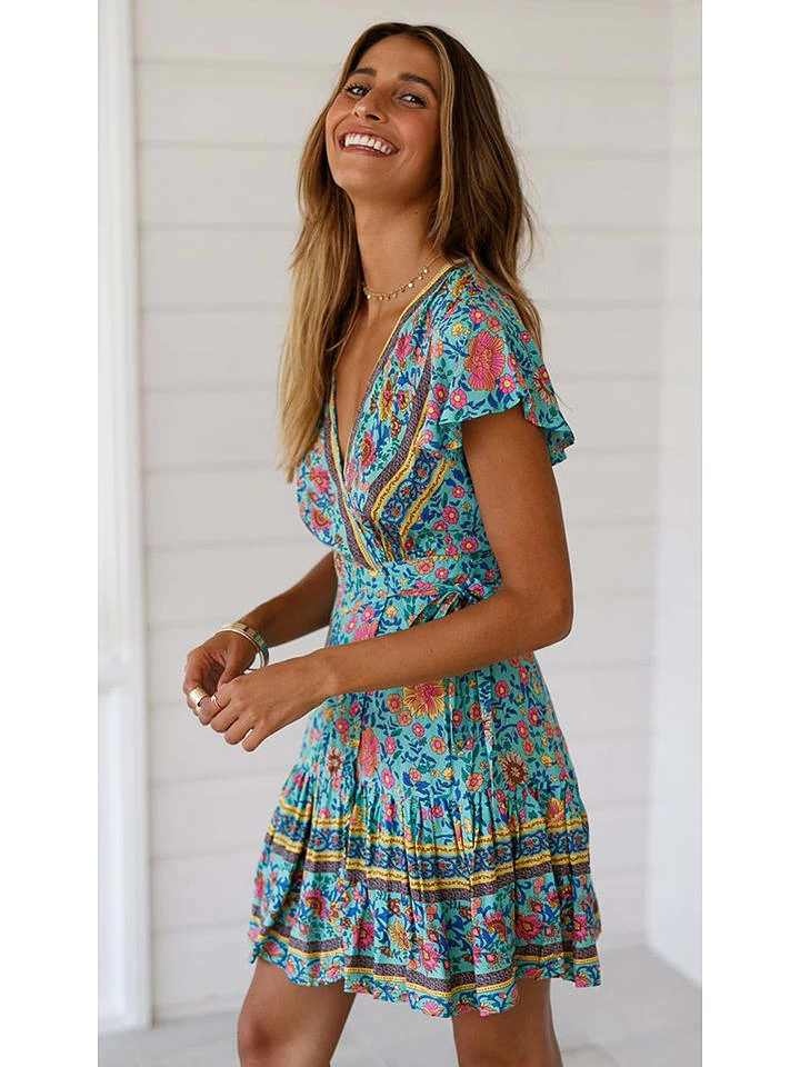 Kleid In Hellblau/ Bunt 3 Kleid In Hellblau/ Bunt – Bild 3