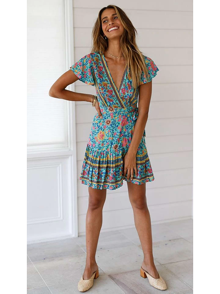 Kleid In Hellblau/ Bunt 4 Kleid In Hellblau/ Bunt – Bild 4