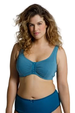 Ulla Popken Bustier Rückenspitze Vorderverschluss Cup C-D In Blau